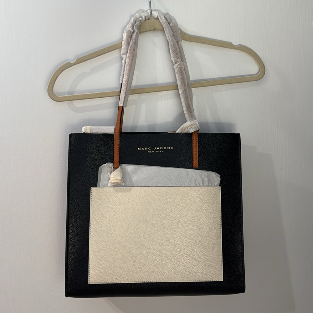 NWT Marc Jacobs Colorblock Leather Tote Bag in Smoke Almond Multi